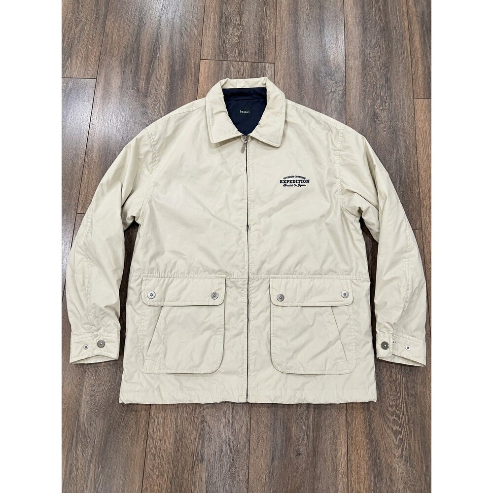 Vintage Y2K Bossini Expedition Mens L Beige Utility Jacket Outdoor Full Zip